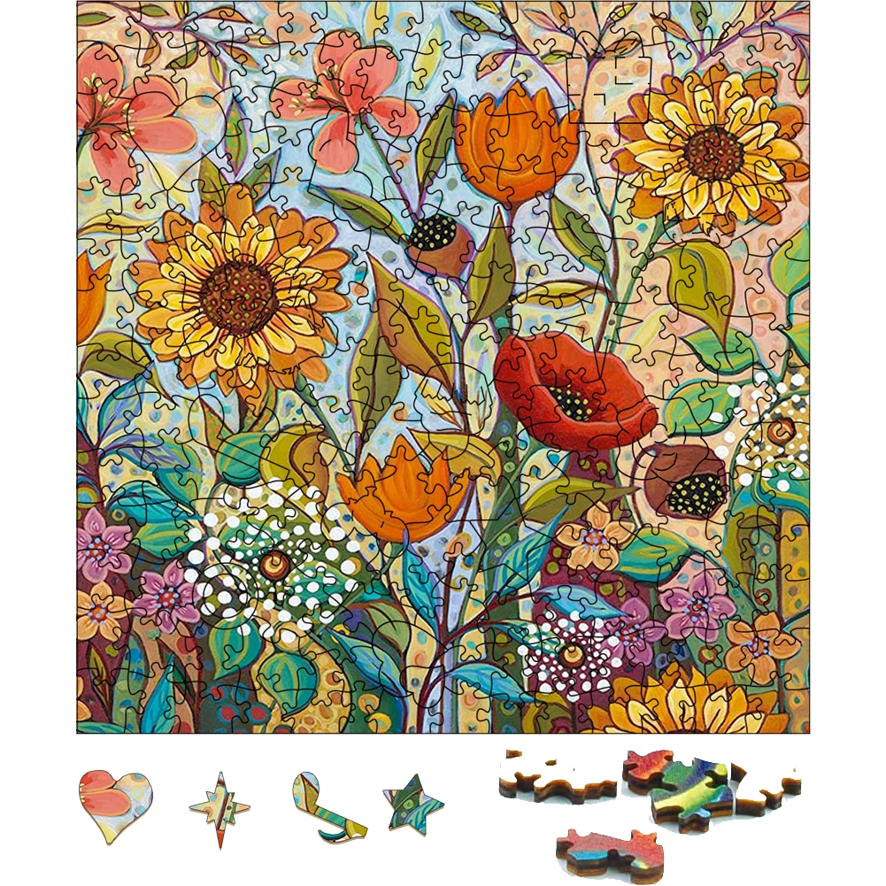 

3D Wooden Garden Joy Flower Jigsaw Puzzle For Festiva Gifts Wood Puzzles Board Game Wood Farm Puzzle Toys For Children