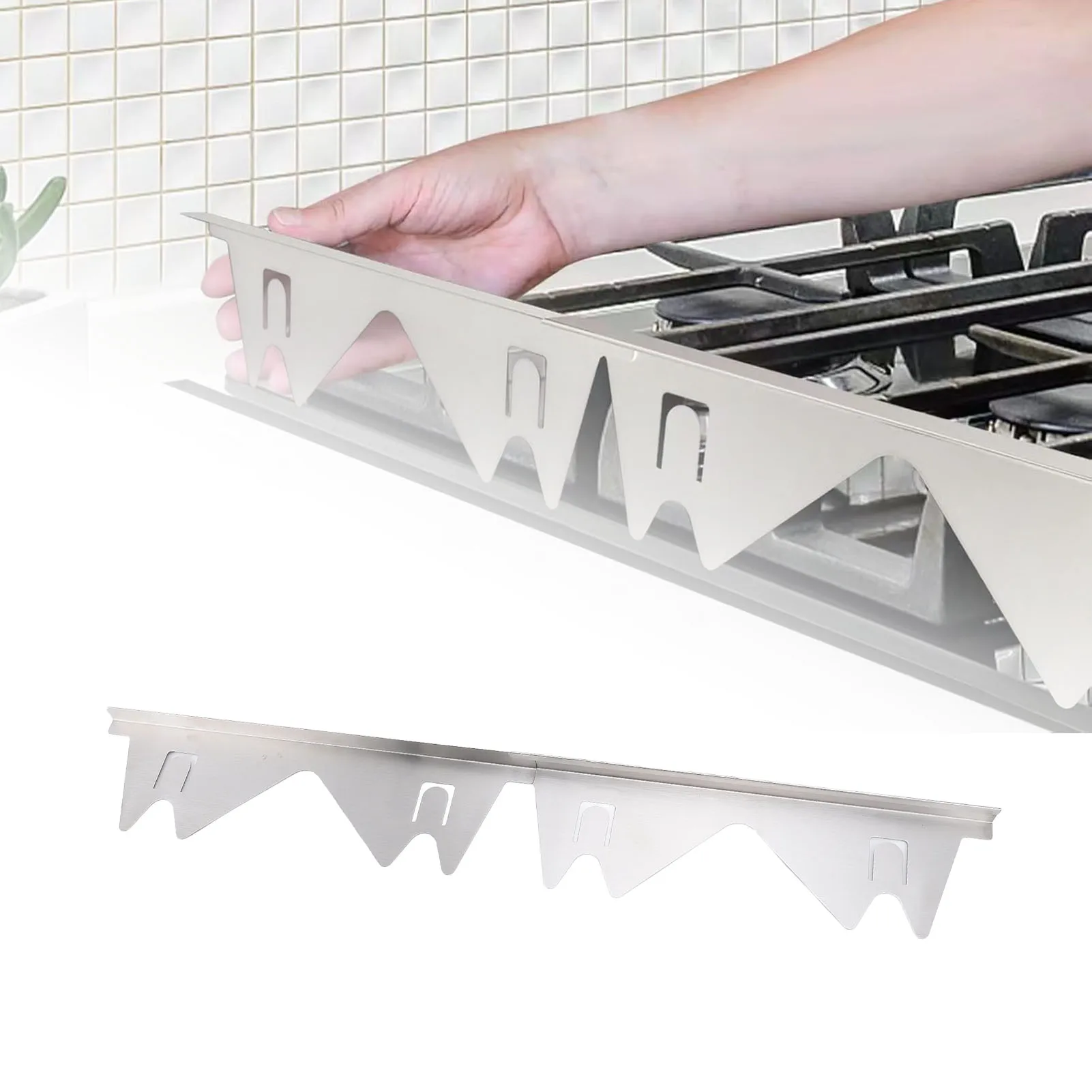 Silver Stainless Steel Adjustable Stove Gap Covers - Set of 4, Easy-to-Clean Kitchen Counter Fillers