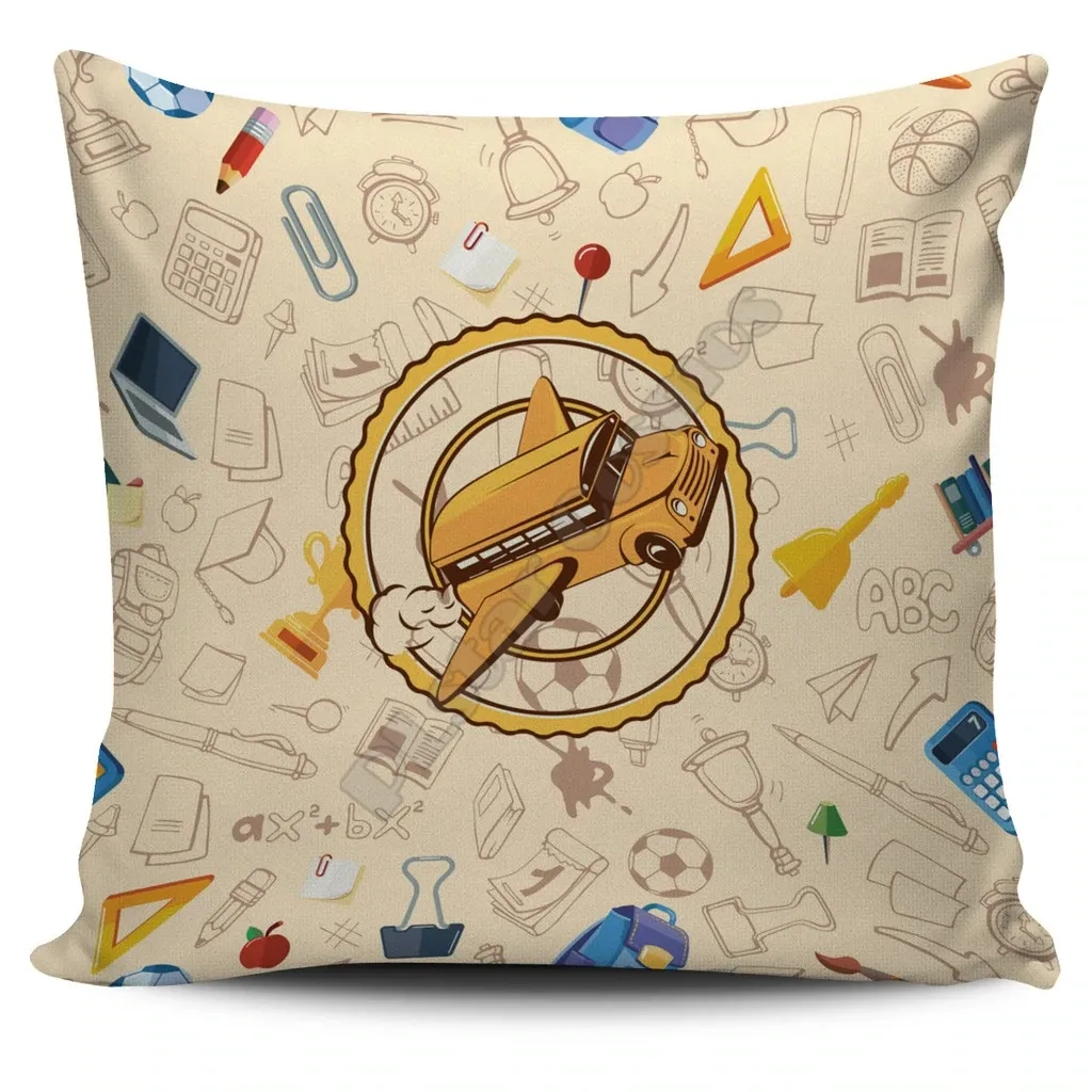 

Flying School Bus Pillow Cover 3D Printed Pillowcases Throw Home Decoration Double-sided Printing