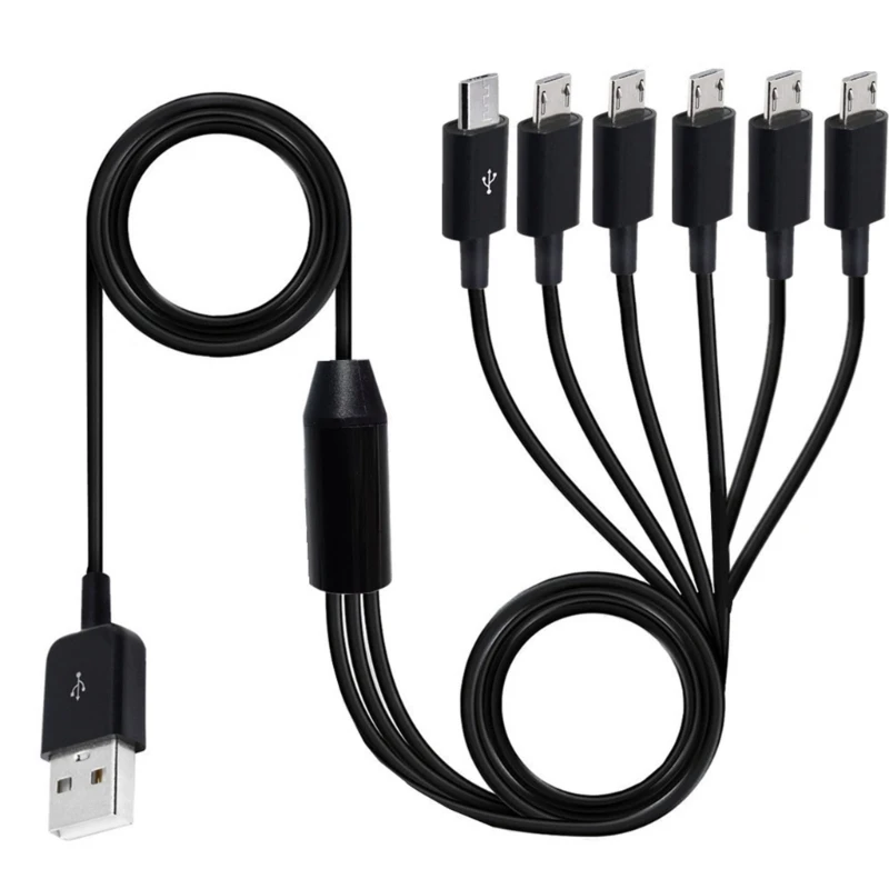 Enhanced Micro USB Splitter Cable - 1 to 6 Data Connector Adapter