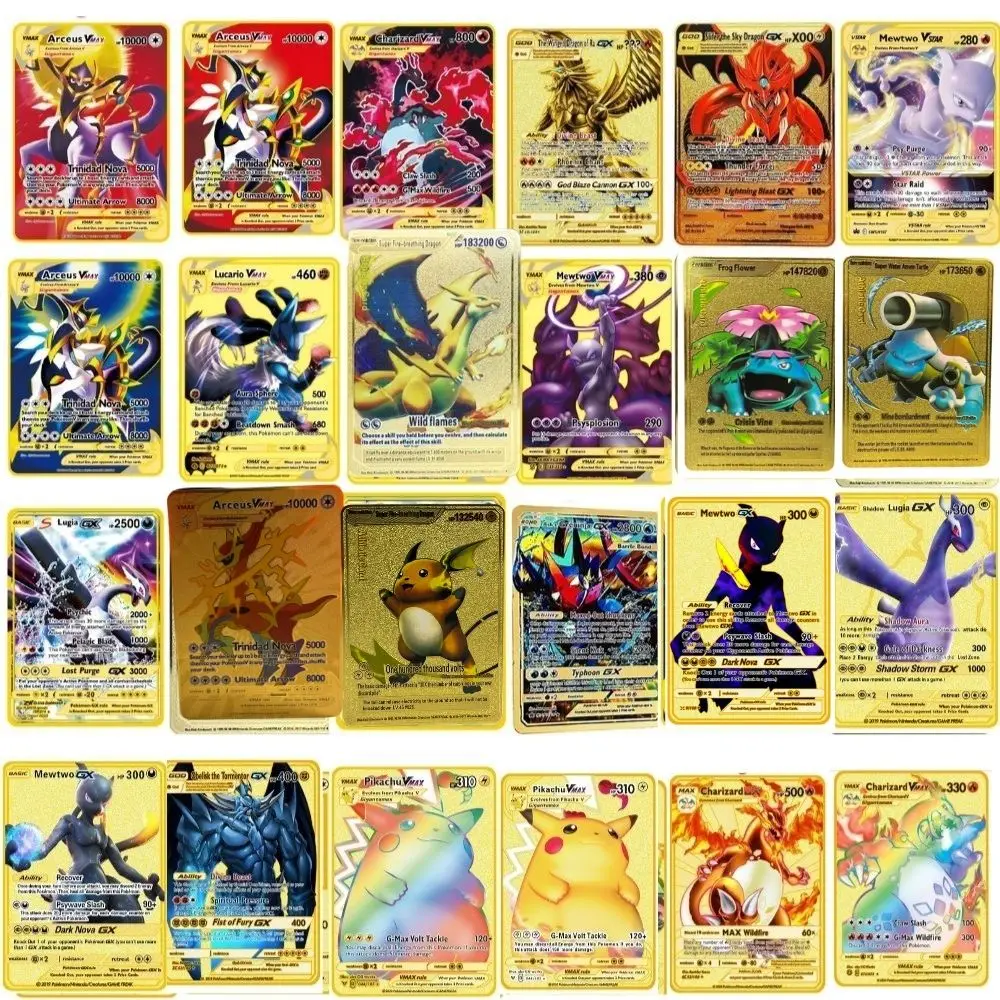 Carte Spagnole/Muslimate Lettere Pokemon In Metallo Carte Di Ferro Pokemon Spagnole Mewtwo Pikachu Gx Charizard Vmax Cartas Po
