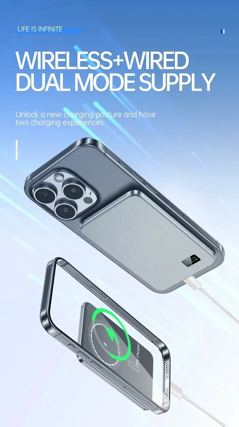 Magnetische powerbank 50000mah draadloze oplader voor telefoon_voghion.com