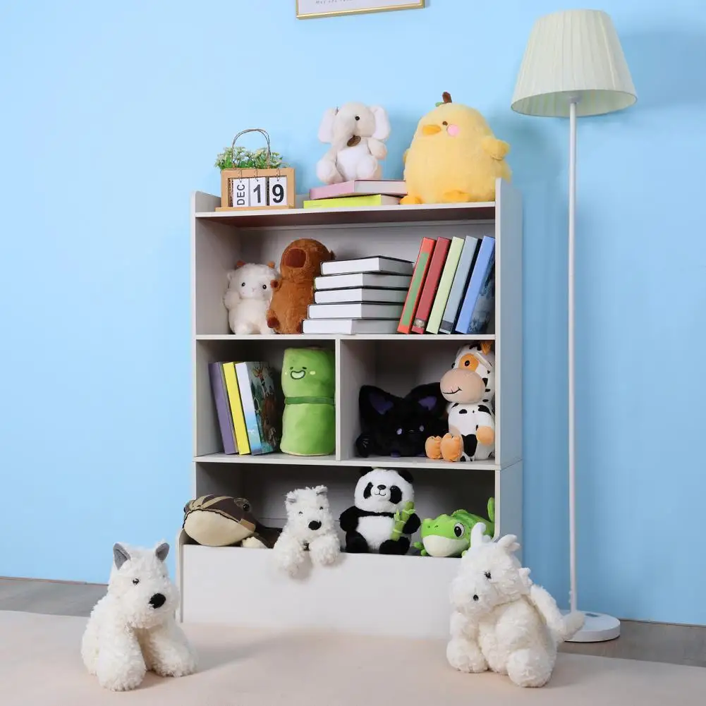 4-Tier Storage Bookcase, Kids Bookshelf, Large Wooden Open Book Shelf, Floor Standing Toy Organizer and Storage Cabinet 2