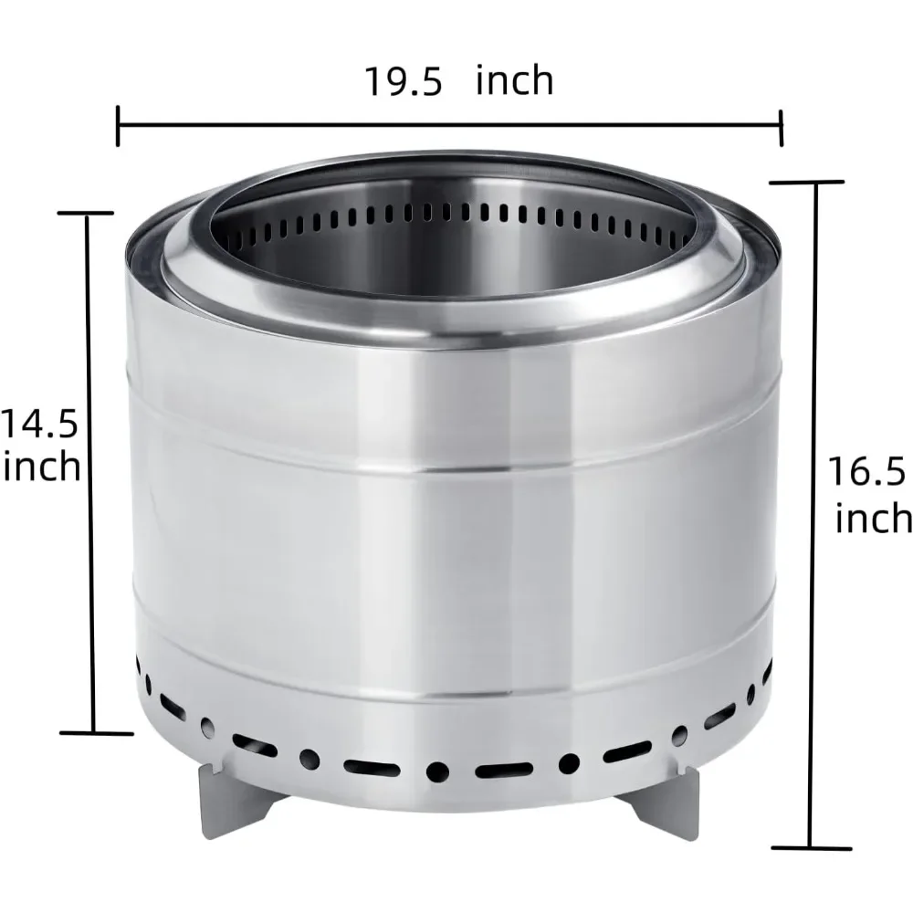 19.5 inch Smokeless Fire Pit with Carry Bag Stainless Steel Outdoor Smokeless Firepit Wood Burning Fire Pits for Camping Bonf