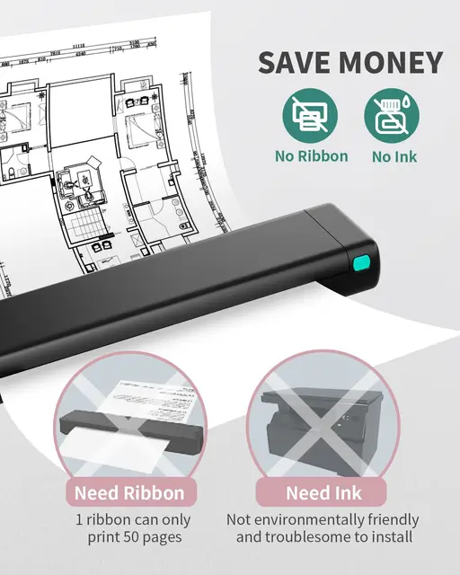 Phomemo M08F A4 Paper Printer Portable Thermal Printer Bluetooth Mobile Printer Compatible with Android & iOS Phone & Laptop 5