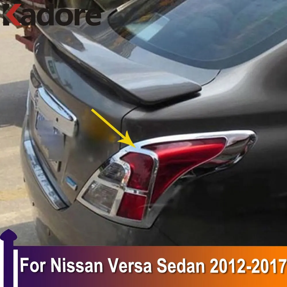 For Nissan Versa Sedan 2012-2017 Chrome Taillight Lamp Covers Trim Rear  Light Cover Stickers Car Styling Outer Accessories