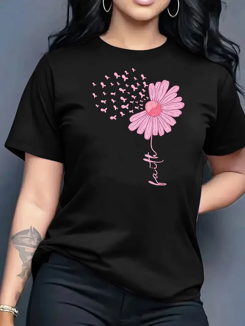 تي شيرت نسائي صيفي جديد 2026 بتصميم عصري فضفاض وبسيط ومتعدد الاستخدامات بطبعة الأم وياقة دائرية وأكمام قصيرة