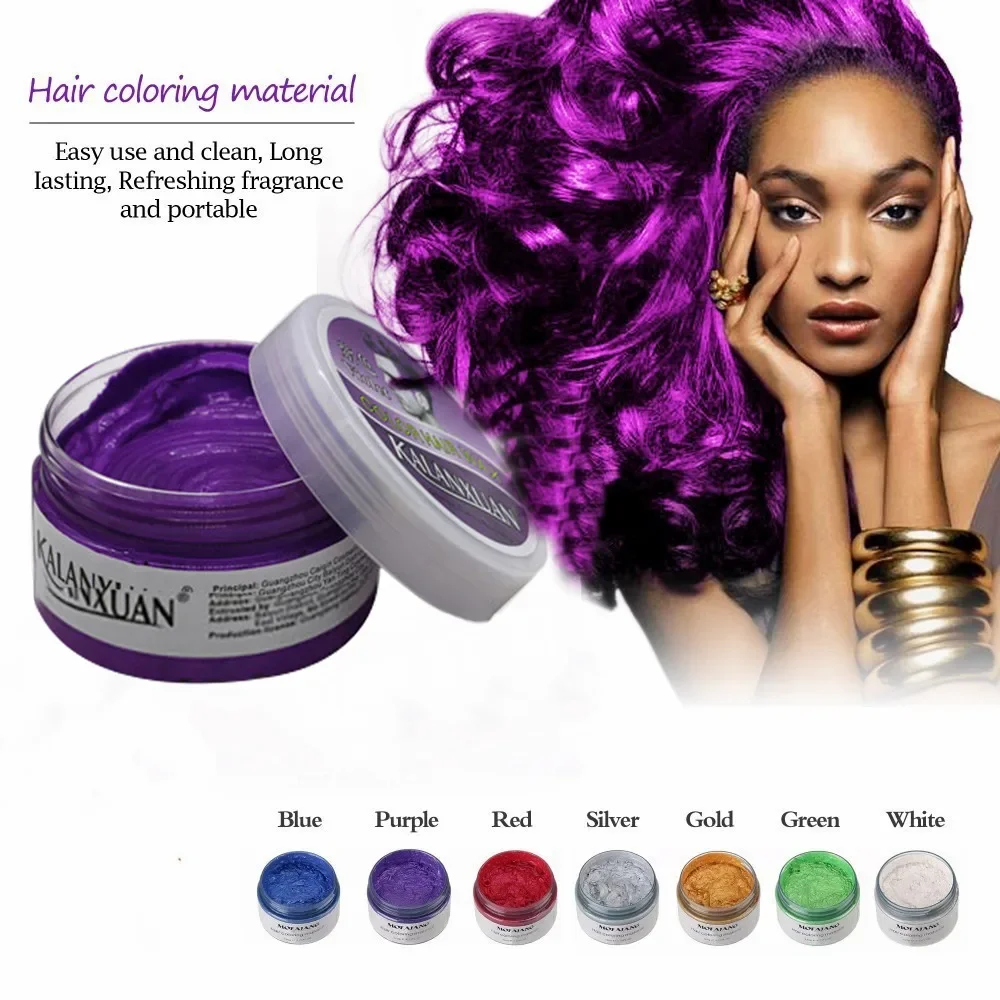 

9 Color Fashion Temporary Color Dye Mud Salon Hair Wax Cream Styling Modeling Pomade Sliver Grandma Green Hair Dye Hair Coloring