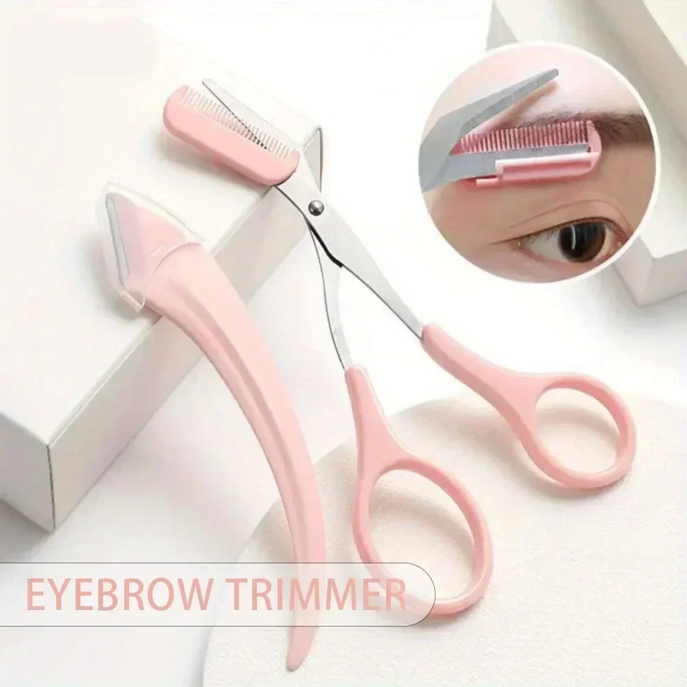 Set of Three Women's Eyebrow Comb Scissors Spatula Accessories Professional Eyebrow Trimmer Eyebrow Cutter Eyebrow Razor. 3