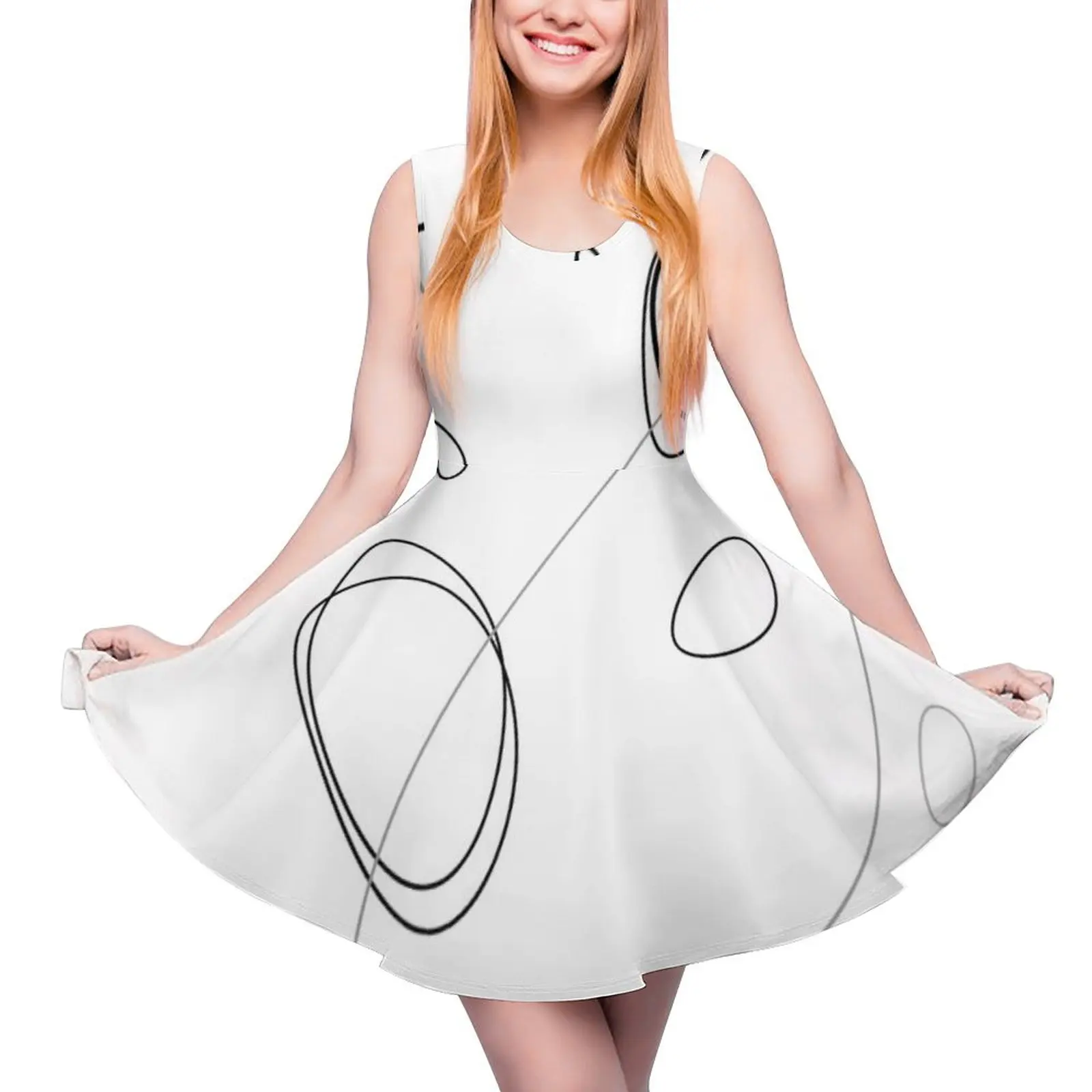 Minimalist Abstract Line Drawing Art Print Sleeveless Dress dress dresses Womans evening dress