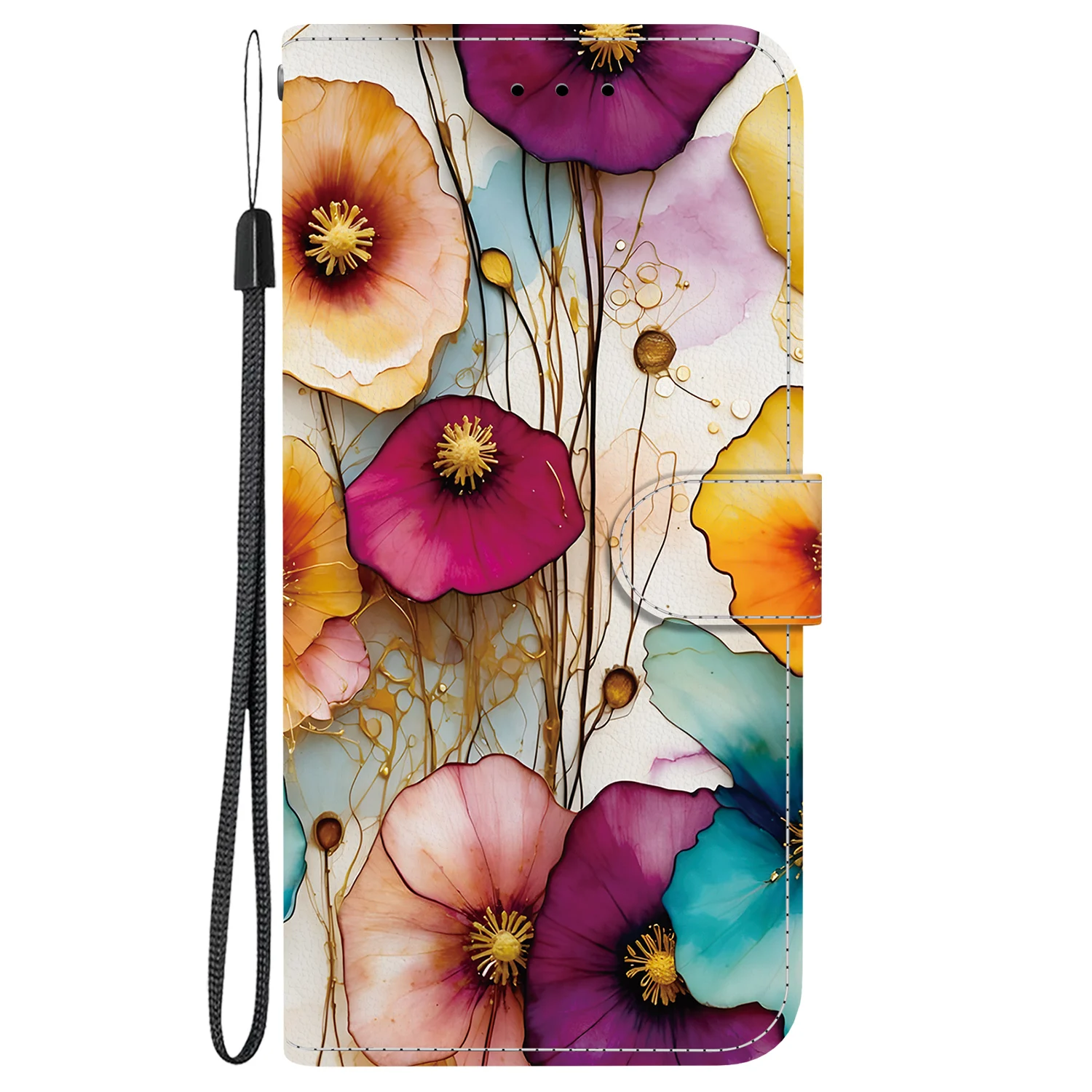 Elegant 3D Flower Leather Wallet Flip Phone Case - Enhanced Protection and Style