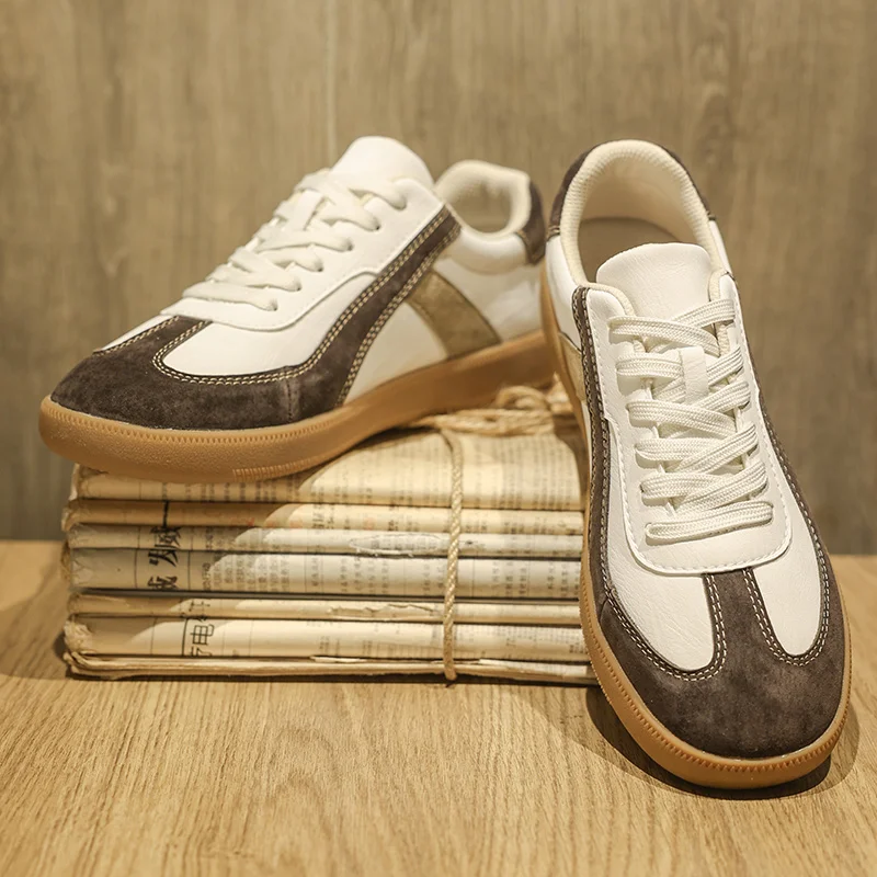 Minimalist Leather Men's Sneakers Lightweight Lace-Up Male Walking Shoes Versatile Tenis Masculino Outdoor Skateboard Footwear