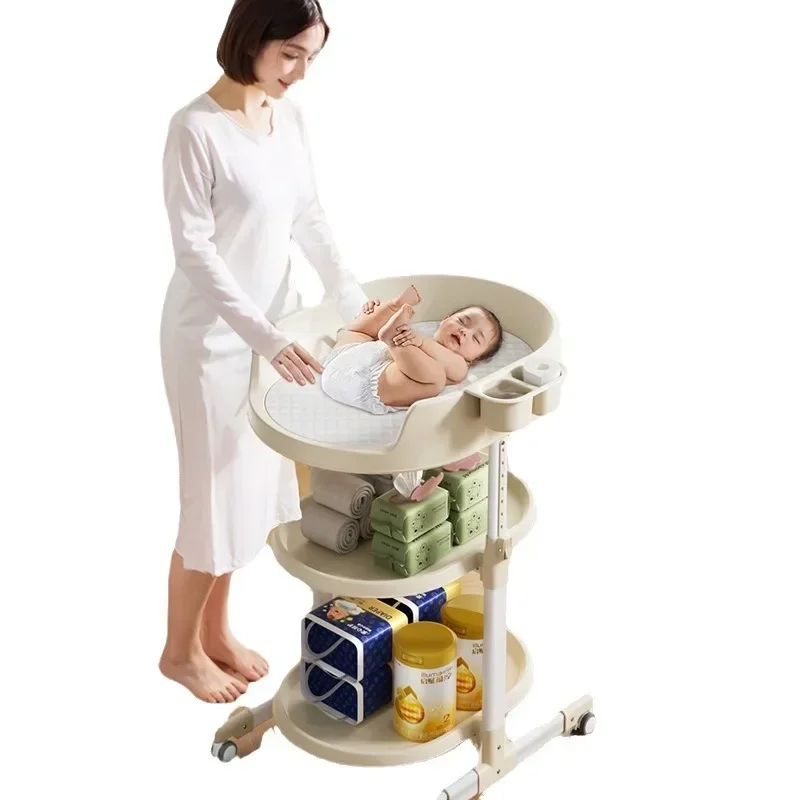 Baby Diaper Table Baby Touch Care Table Diaper Changing Movable Newborn Shower Rack Movable Crib