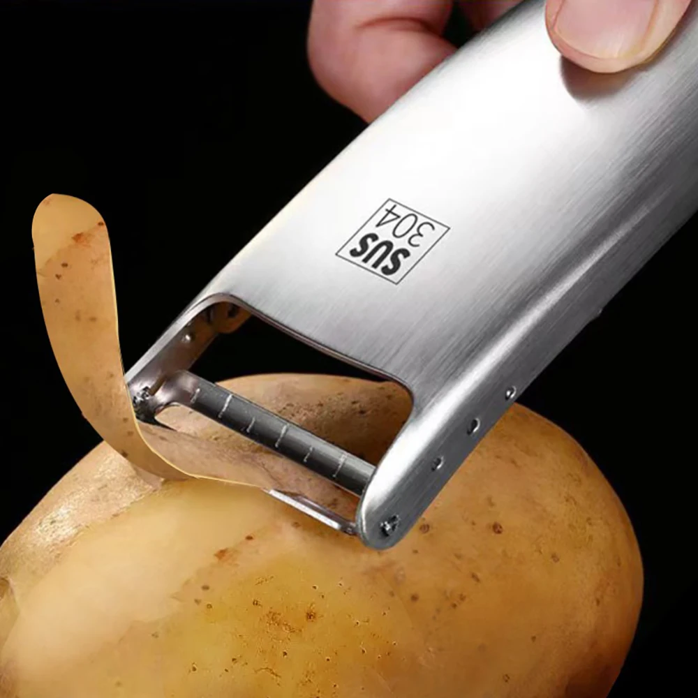 304 Stainless Steel Peeler Vegetable and Fruit Peeler Ergonomic Stainless Steel with Blade Protective Cover Kitchen Tool