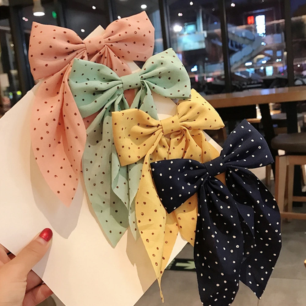 

Ribbon Hair Clip Hair Accessories for Women Ponytail Clips Double Layers Wave Point Spring Clips Hairgrips
