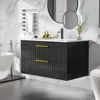 30" Bathroom Vanity with Sink,Vanity Bathroom Sink Cabinet Wall Mount,Soft-Close Function 2 Large Drawers,Hidden Damping Drawers 3