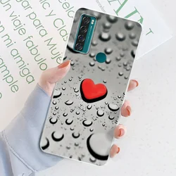 Elegant Floral Transparent Silicone Phone Case - Shock-Absorbing Soft Cover with Bumper Protection for TCL 20 SE (TM2098)