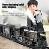 Battery Operated Railway Classical Freight Train Water Steam Locomotive Playset with Smoke Simulation Model Electric Train Toys 1