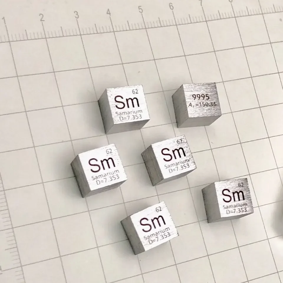 

99.95% Pure Samarium Sm Rare Earth Metal Cube 10mm 7.45g