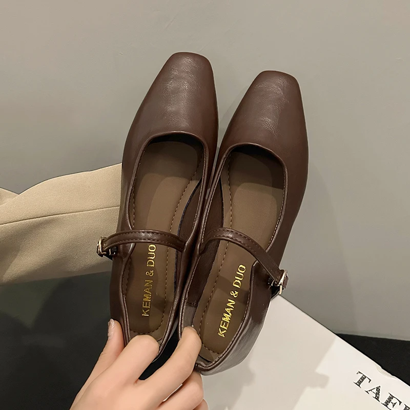 Mary Jane Single shoes Thick Heel Shoes Elegant Classic Retro Square Toe Comfortable Soft Shallow Cut Low Heel Women's Shoes 4