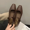 Mary Jane Single shoes Thick Heel Shoes Elegant Classic Retro Square Toe Comfortable Soft Shallow Cut Low Heel Women's Shoes 4