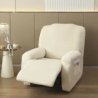 4 Pieces/SET Recliner Cover Stretch Recliner Chair Covers Soft Recliner Slipcovers with Pocket for Kids and Pets 2