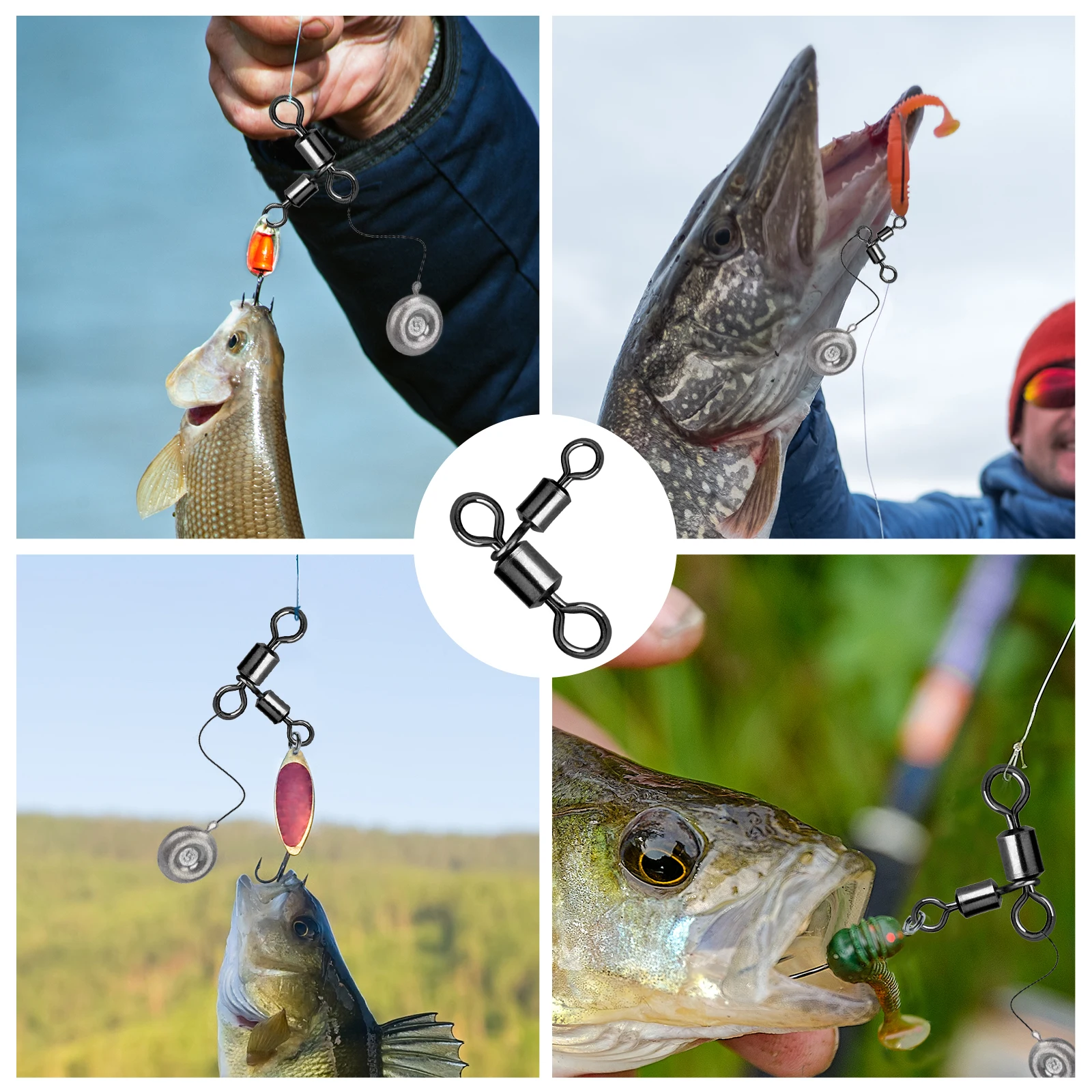 Kit Girelle Pesca A 3 Vie 50/25 Pezzi – Terminale Resistente In Acciaio Per Pesce Gatto, Acqua Dolce E Salata - 3