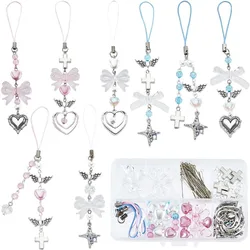 154 - Piece DIY Phone Charm Kit with Cute Bowknots, Wings, Hearts, and Beads (AECH07 - 05138)