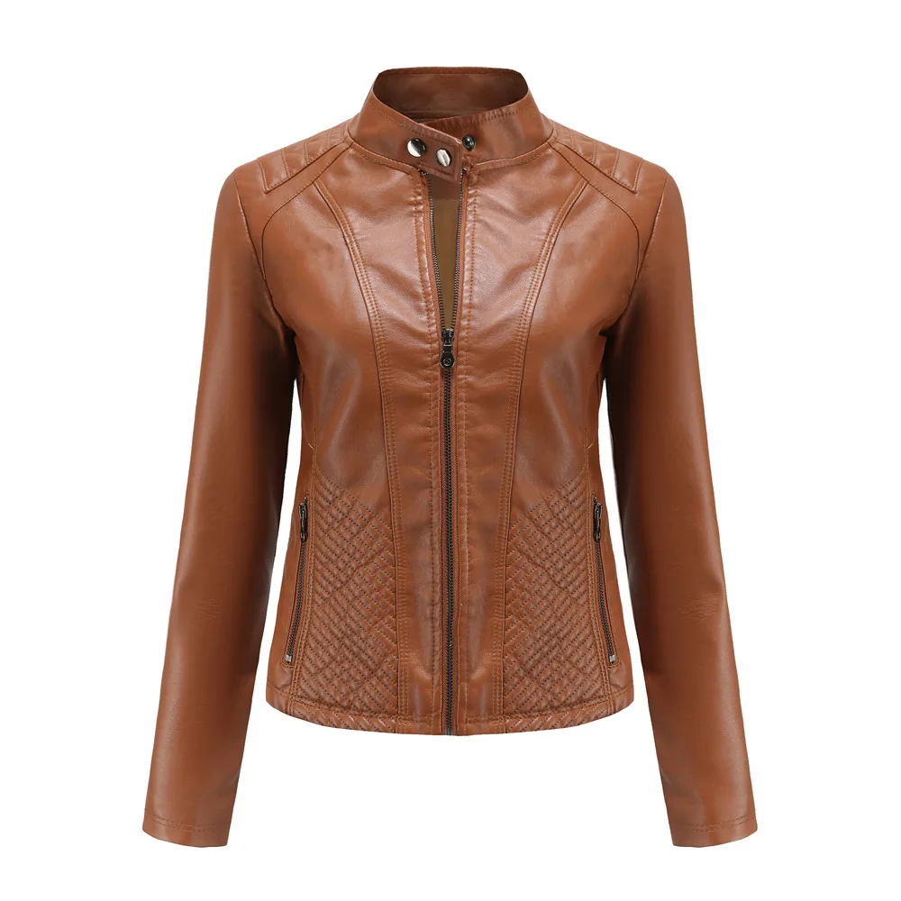 

Fashion Black Red Brown Clothes Jaqueta Feminina Veste Cuir Femme XXL Faux Leather Jacket Women Autumn Spring Female Coat