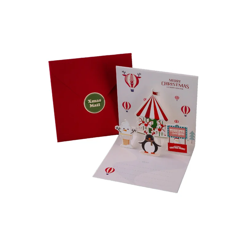 3D Christmas Card Folding Merry Christmas Greeting Cards New Year Xmas Party Navidad Festival Decoration Greet Gift Cards