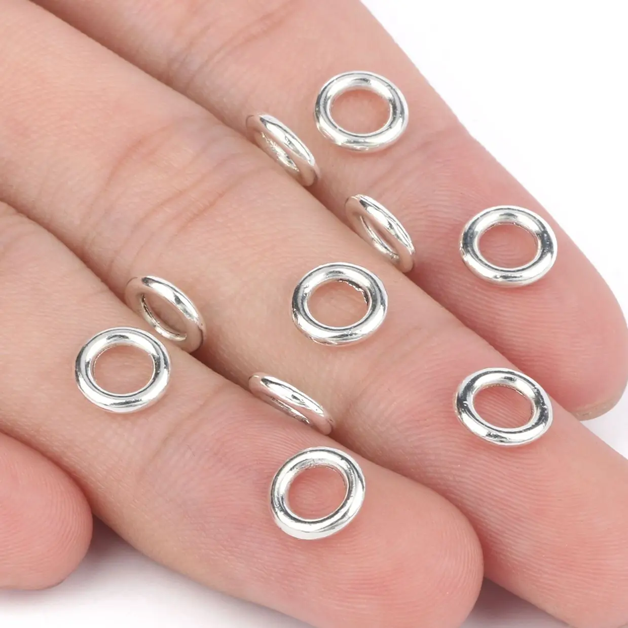 

50pcs/lot 8x2mm Gold Silver Color Metal Closed Rings Hoops Earring Wires Connectors For DIY Pendant Jewelry Making Accessories