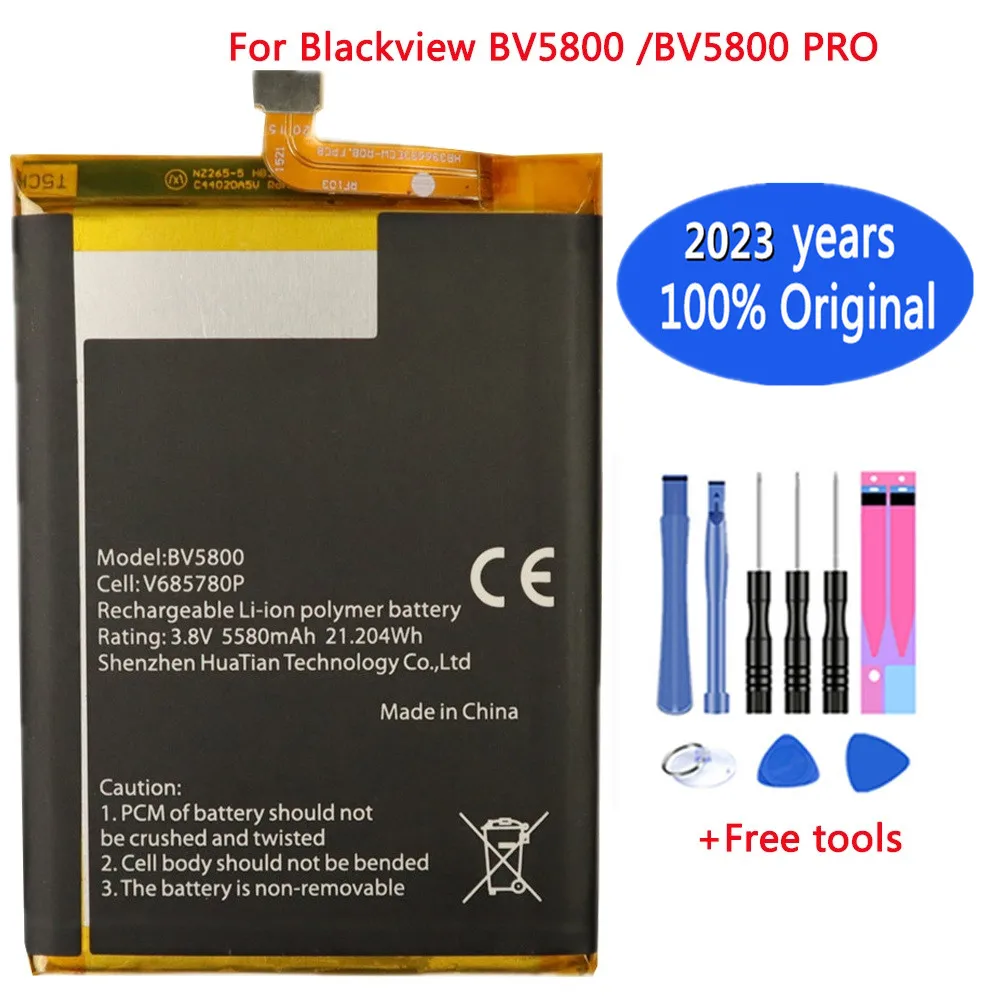 

2023 New 5580mAh BV5800 Phone Battery For Blackview BV 5800 / BV5800 Pro V685780P High Quality Polymer Li-ion Batteries Bateria