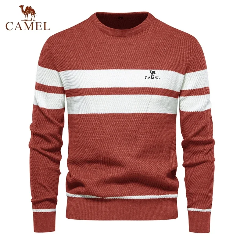 

Embroidered CAMEL Round Neck Long Sleeved Warm Sweater Autumn and Winter Men's Fashion Casual Outdoor Sports Long Sleeved T-shir