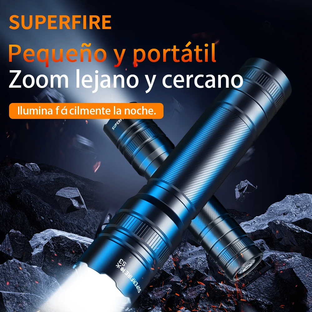 SUPERFIRE Mini linterna LED recargable, ZOOM USB C, la luz de Flash más  potente, linterna táctica impermeable linterna led recargable alta potencia  linternas led de alta potencia