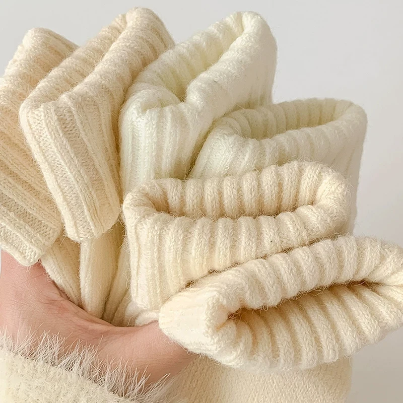 

Thicken Cashmere Socks Women Girls Japanese Harajuku Solid Color Woolen Long Sock Fuzzy Soft Thermal Home Sleeping Stockings