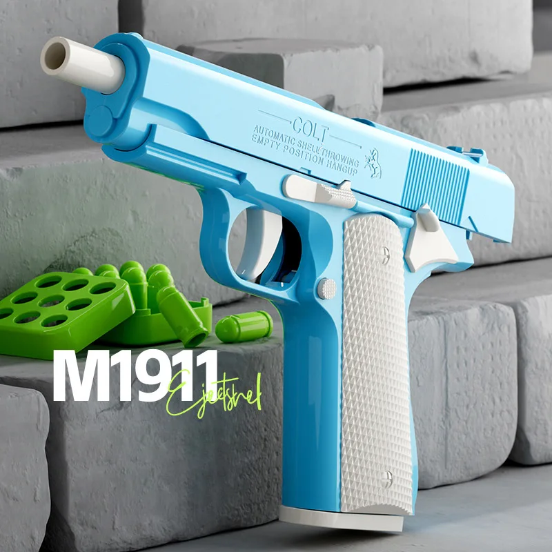 Radish Gun Plastic Model 1911 Pistol Luminous Shell Throwing Experience Kids Safe Soft Bullet Decompression Handgun Boys Toys 2