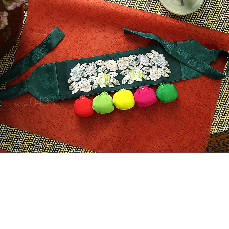Hanbok Accessories Belt Children's Waist Decoration Hand Embroidered Five Blessing Belt