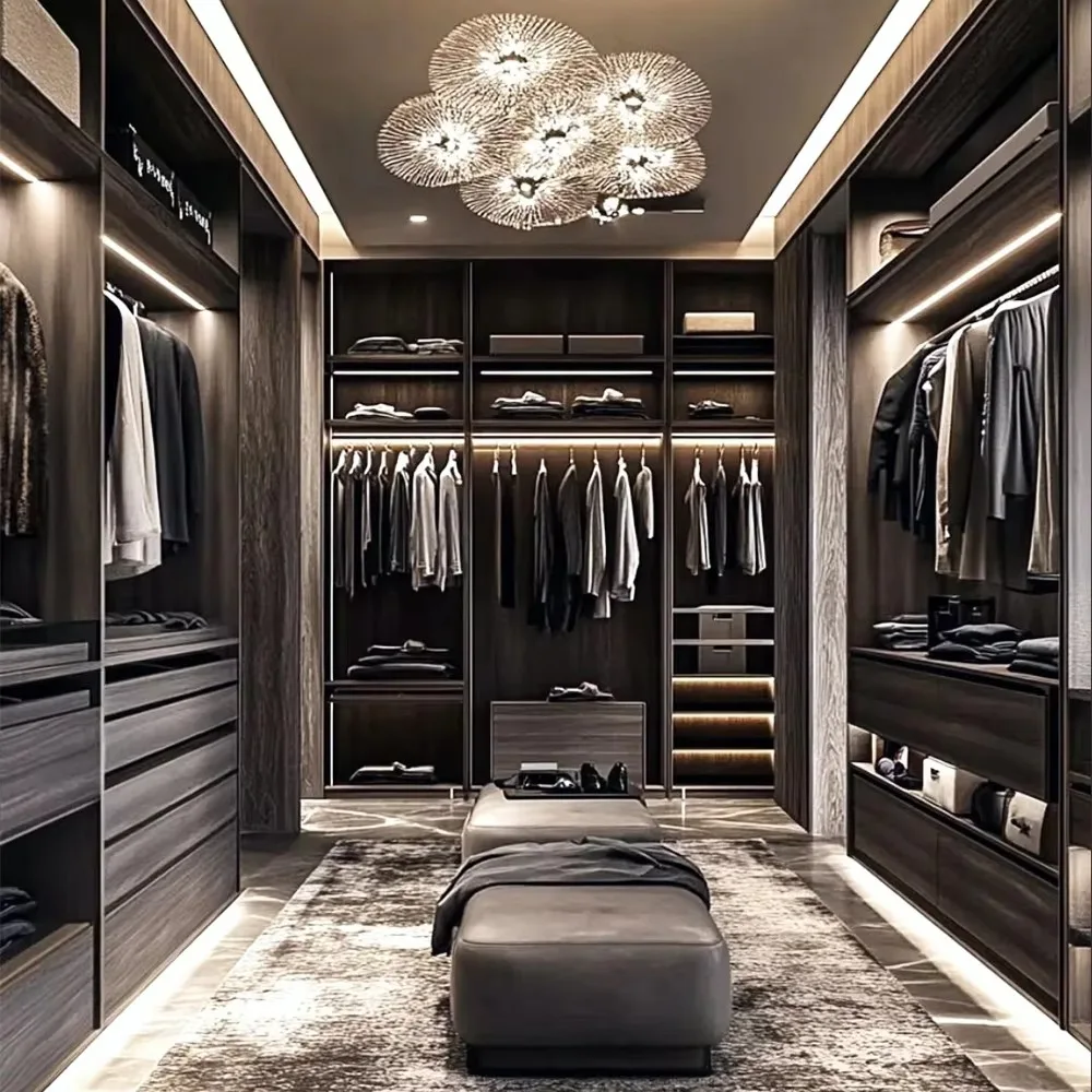 خزانة غرفة نوم خشبية فاخرة حديثة على شكل حرف U | نظام المشي في الخزانة | الشركة المصنعة لخزانة الملابس المخصصة 1 خزانة غرفة نوم خشبية فاخرة حديثة على شكل حرف U | نظام المشي في الخزانة | الشركة المصنعة لخزانة الملابس المخصصة 1