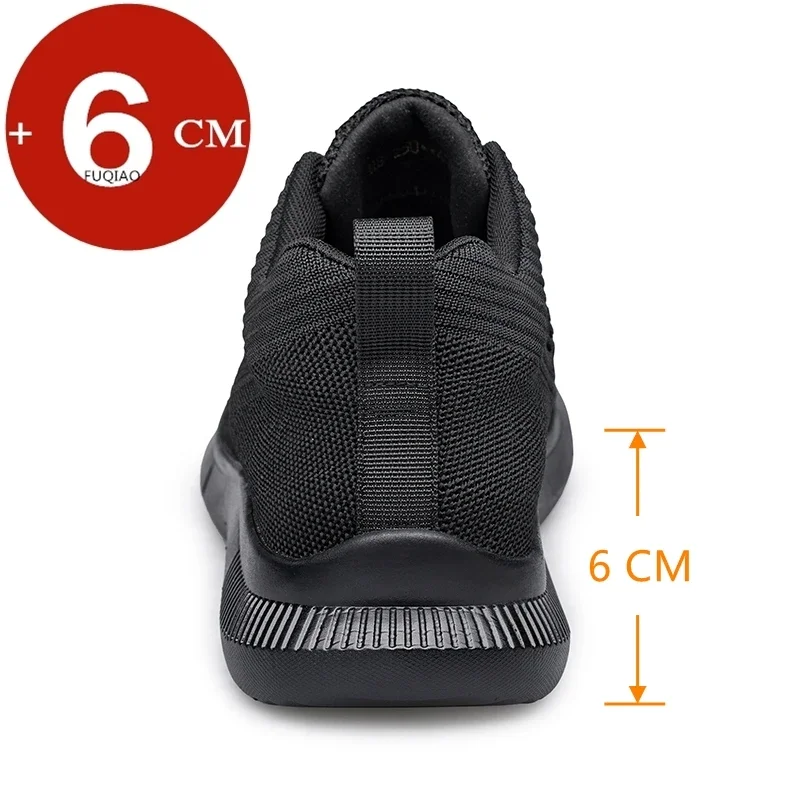 Big Size 37-47 Men Breathable Mesh Elevator Sport Shoes Soft Comfortable 6cm Hidden Heels Lift Height Increasing Casual Sneakes 2
