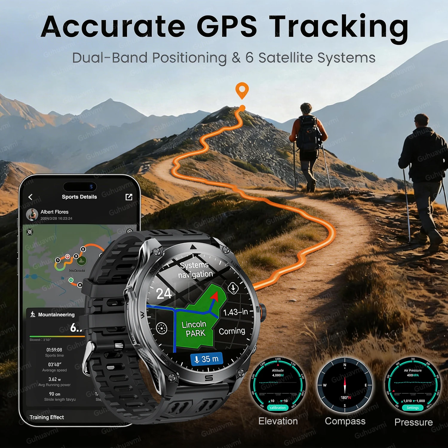 2026 Built-in GPS Offline Map Position Smart Watch 1000mAh Battery 5ATM Waterproof 1.75"AMOLED Compass 170+Sports Smartwatch men 2