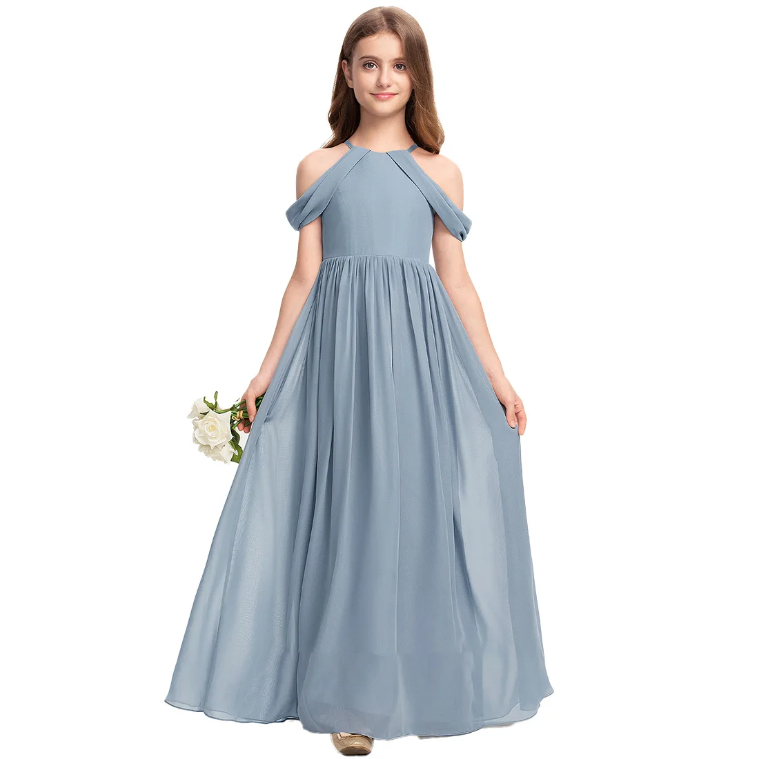 Vestidos Boho Para Damas De Honor Junior Con Falda Cascada Ciruela main image 0