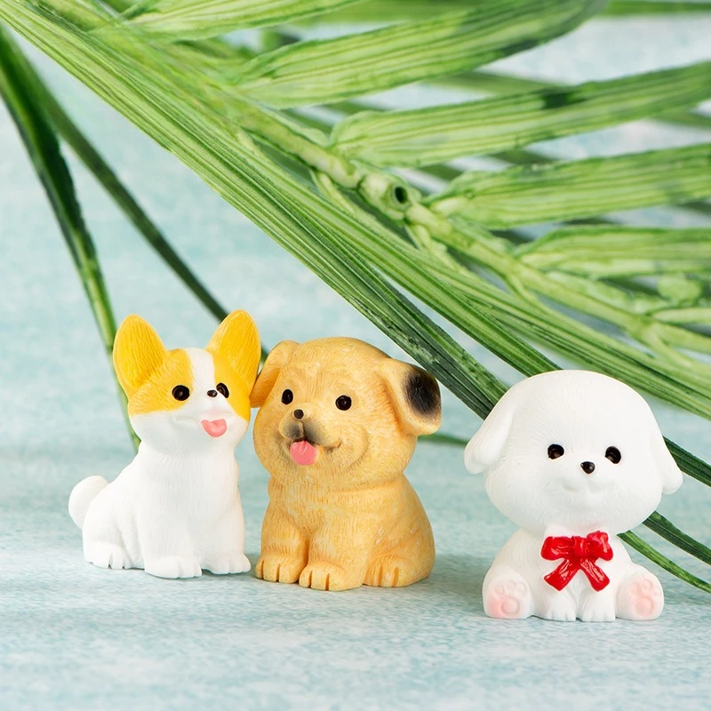 Cute Dog Figurines Miniatures Cartoon Animal Micro Landscape Ornaments Creative Simulation Dog Statue Courtyard Decor