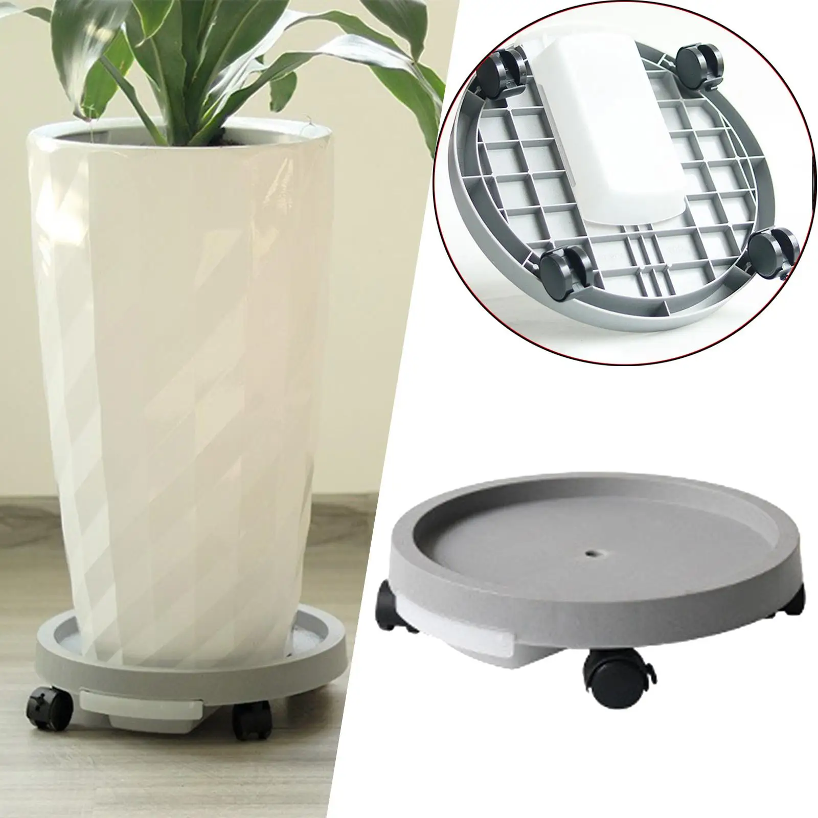 Plant Stand Heavy Flower Pots Tray with Wheels Caddy Mover Flower Container Stand Round for Garden Outdoor Shop Office Decoration