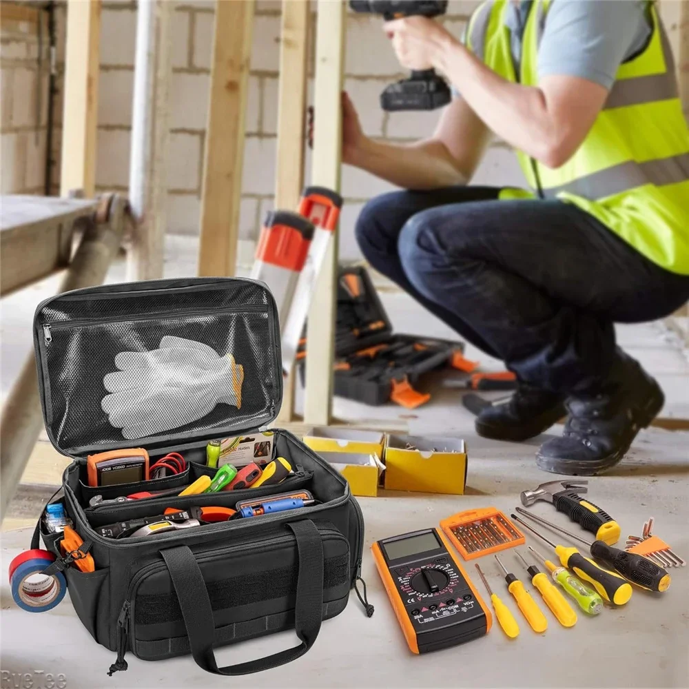 Tactical Tool Bag MultiFunction Work Organizer for Electrician Tool Repairmen Carpenters Non-Waterproof Thick Padded Bottom 5