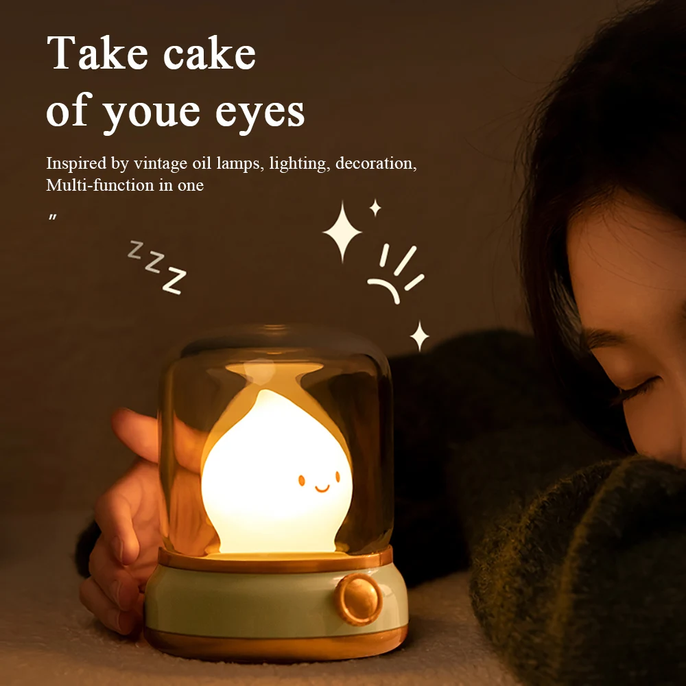 Kerosene LED Night Light Cute Flameless Candle Light with Two Modes USB Rechargeable Dimmable Camping Light For Bedroom Decor 3