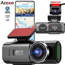 대시 캠 4K UHD 녹화 자동차 카메라 DVR 나이트 비전 비디오 레코더 내장 Wi-Fi 지원 GPS 24H 주차