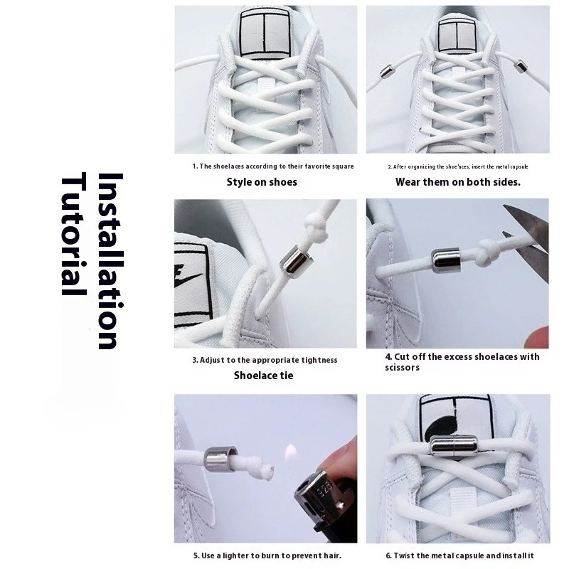 Elastic No-Tie Metal Lock Shoelaces