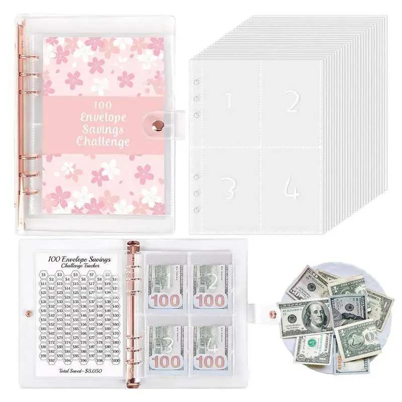 

Money Saving Binder A5 Expense Cash Budget Savings Challenge Kit Save 5 050 In 100 Days Portable Savings Challenges Binder For