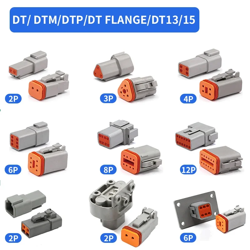 5/10/100 Sets DEUTSCH Connector DT/DTM/DTP/DT15/DT13 deutch connector male DT06-2S waterproof connector DT04-2P female plug