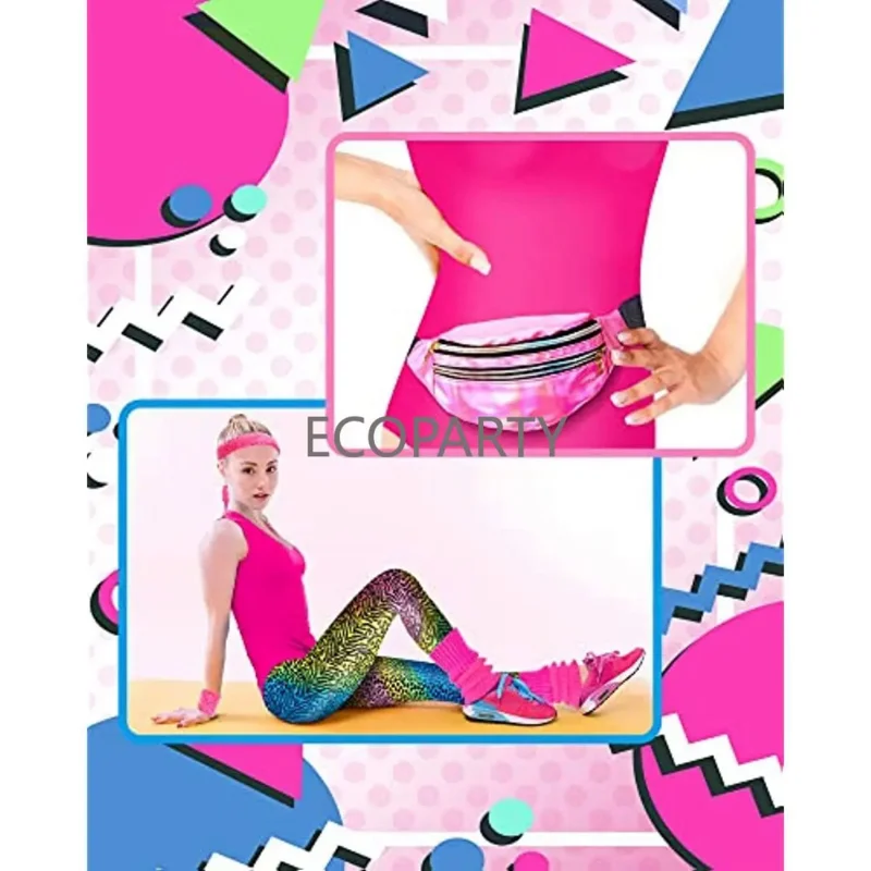 7 Pcs 80s Fancy Workout Costume 80s Accessories Set 80s 90s